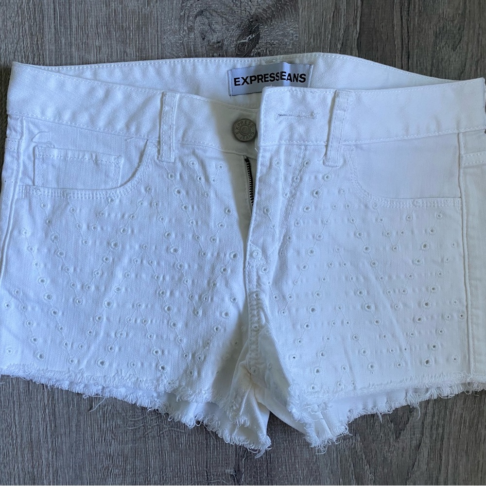 Women's White Eyelet Shorts
